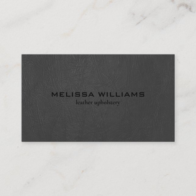 Dark-grey faux leather texture business card (Front)
