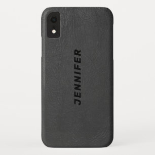 Dark-grey Faux Leather Texture iPhone XR Case