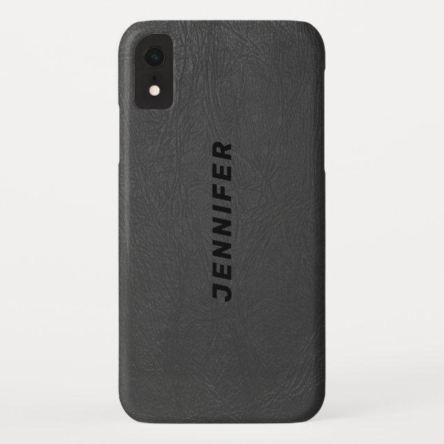 Dark-grey Faux Leather Texture Case-Mate iPhone Case (Back)
