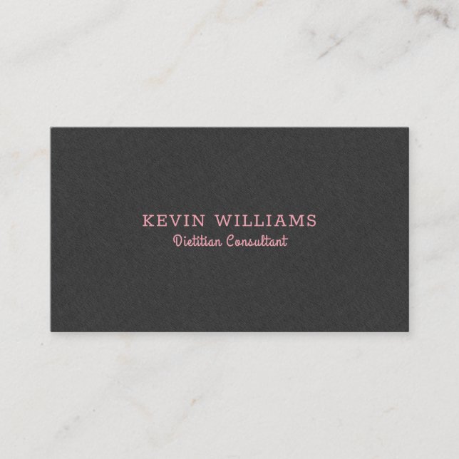 Dark-grey faux linen texture background business card (Front)