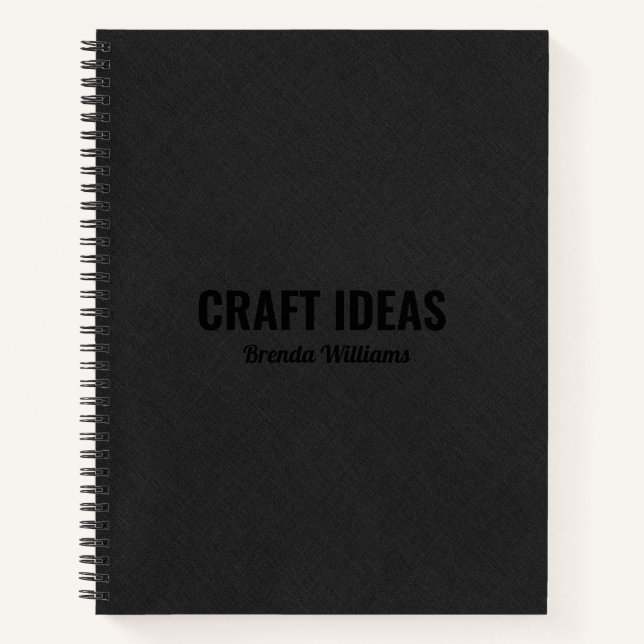 Dark grey faux linen texture notebook (Front)