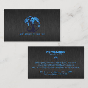 Dark-grey faux meta texture business ca business card