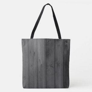 Dark Grey Faux Wood Tote Bag