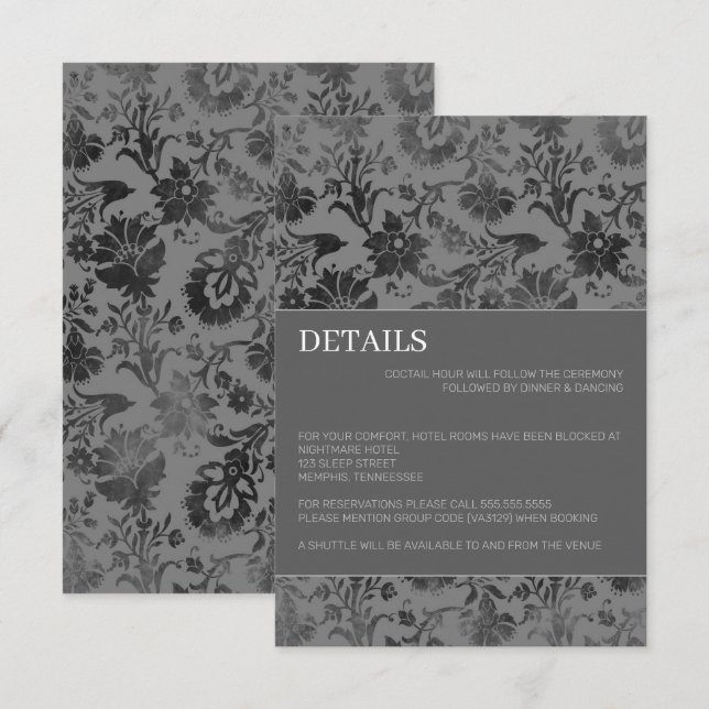 Dark Grey Floral Enclosure Card (Front/Back)