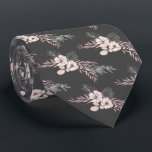 Dark Grey Floral Wedding  Neck Tie<br><div class="desc">Design of the tie is simple floral on dark grey background.  Surprise your friend or relative who is going to be groom.</div>