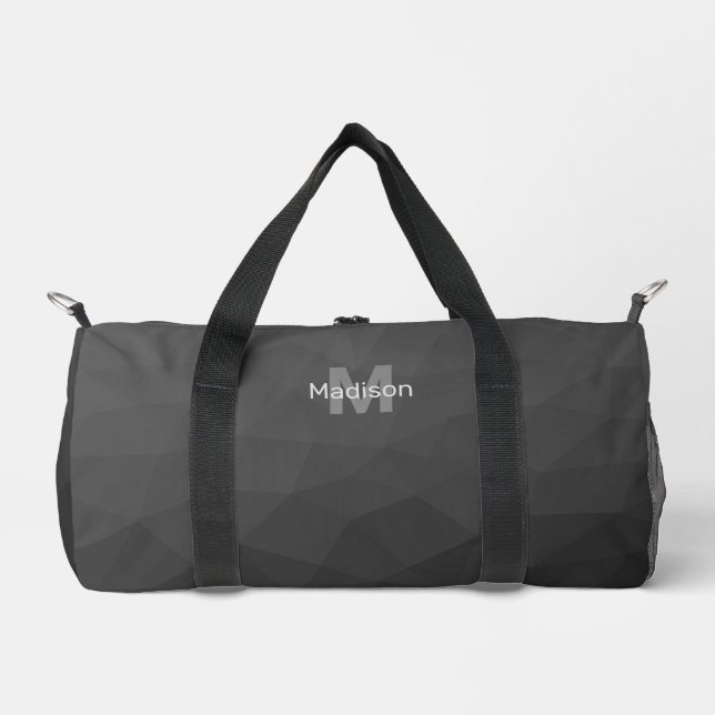 Dark Grey geometric mesh pattern Monogram Duffle Bag (Front)
