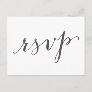 Dark Grey Glamour Wedding RSVP Postcard
