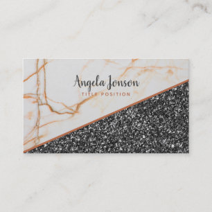Dark Grey Glitter And Marble Stone Business Card