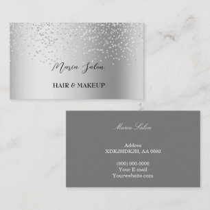 Dark Grey  glitter Silver watercolor Business Card