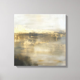 Dark Grey Gold Beige Abstract Painting Canvas Art