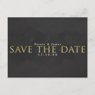Dark Grey & Gold SAVE THE DATE Wedding Engagement Postcard