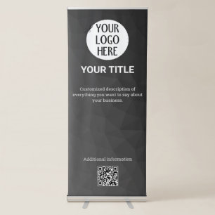 Dark grey gradient geometric mesh Custom logo text Retractable Banner
