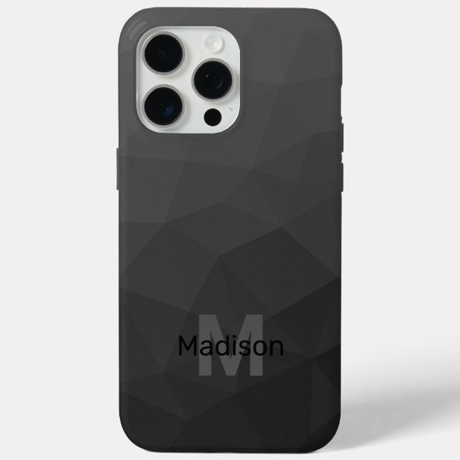 Dark grey gradient geometric mesh Monogram Case-Mate iPhone Case (Back)