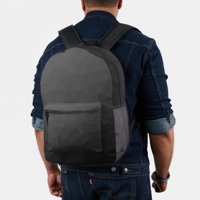 Dark grey Gradient Geometric Mesh Pattern Printed Backpack (Insitu (Model))
