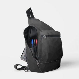 Dark Grey gradient geometric mesh pattern Sling Bag