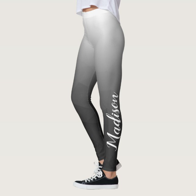 Dark grey Gradient Geometry Mesh Pattern Name Leggings (Left)