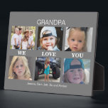 Dark Grey Grandpa We love You Photo Collage Plaque<br><div class="desc">Grandpa We love you Photo Collage.  6 photos.  Customise.  Grey Background.</div>