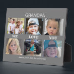 Dark Grey Grandpa We love You Photo Collage Plaque<br><div class="desc">Grandpa We love you Photo Collage.  6 photos.  Customise.  Grey Background.</div>