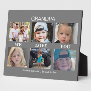 Dark Grey Grandpa We love You Photo Collage Plaque