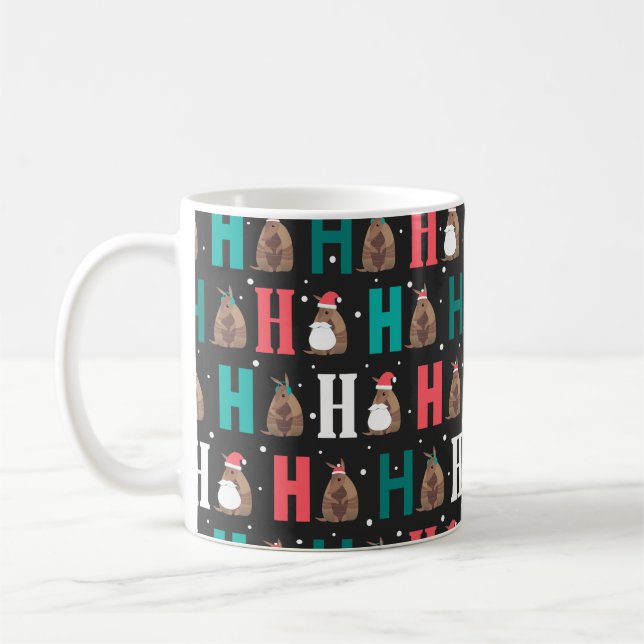 Dark Grey Ho Ho Ho Armadillo Coffee Mug (Left)