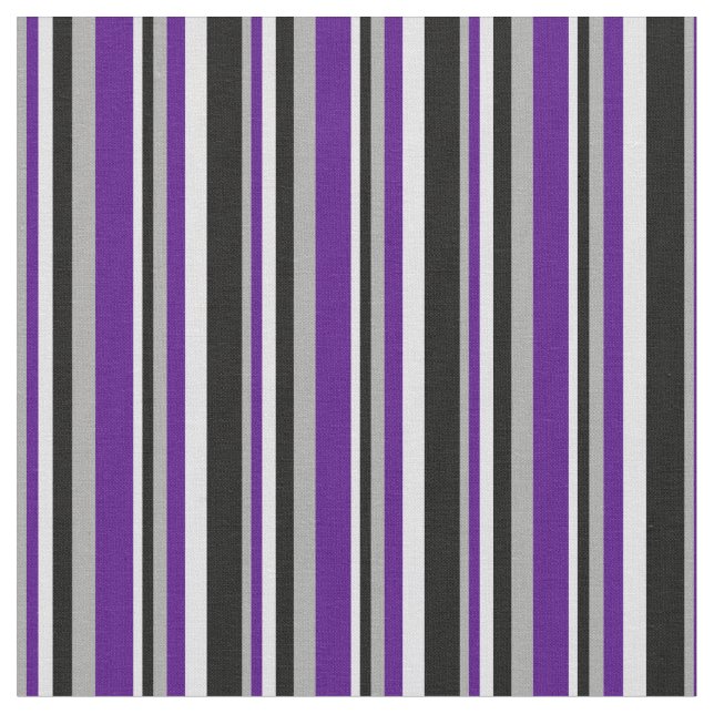 Dark Grey, Indigo, Lavender & Black Lines Fabric (Close Up)