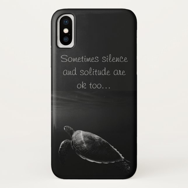 Dark Grey iPhone Case Swimming Turtle, silence. (Back)