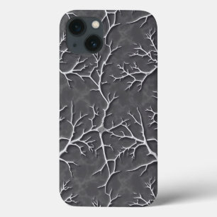 Dark Grey iPhone Case with Branch Textured Relief