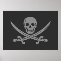 Dark Grey Jolly Roger Pirate Flag