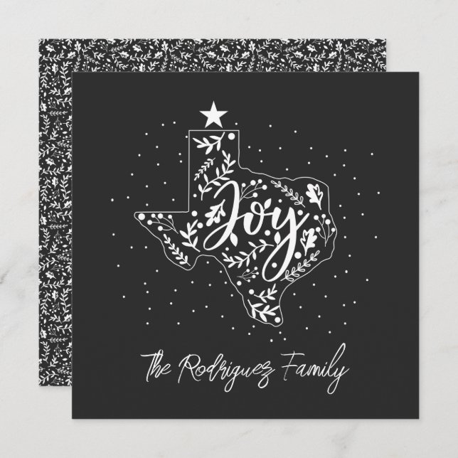 Dark Grey Joy Holiday Leaves Texas Shape (Front/Back)