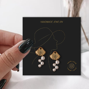 Dark Grey Lady Jewerly Earrings Display Square Business Card