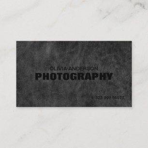 Dark Grey Leather Photography Business Card