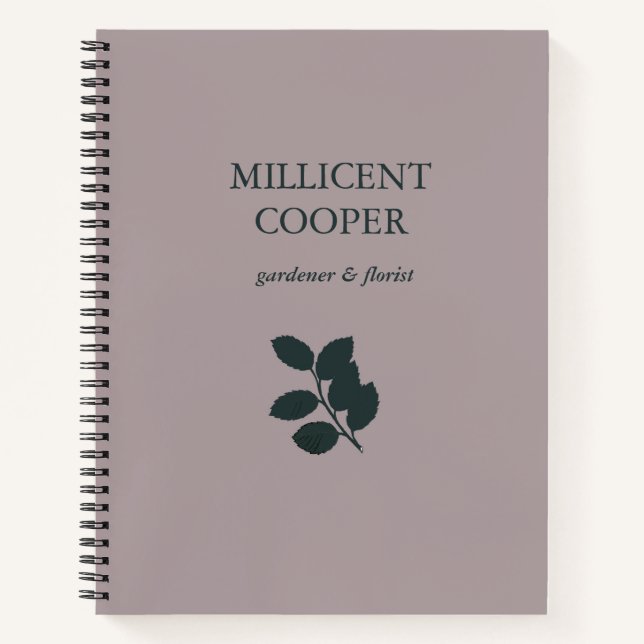 Dark grey leaves silhouette purple notebook (Front)