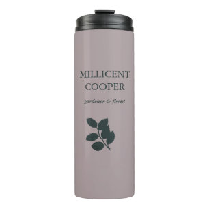 Dark grey leaves silhouette purple thermal tumbler