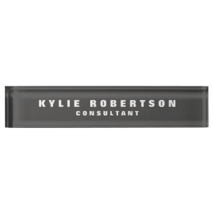 Dark Grey Legible Professional Trendy Modern Nameplate