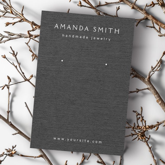 Dark grey linen look earring display card (Dark gray linen look earring display card)