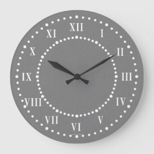Dark Grey Linen Look Roman Numeral Wall Clock
