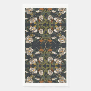 Dark Grey Magnolia Floral Napkin