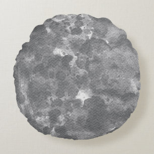 Dark Grey Marble Texture Pattern Round Cushion