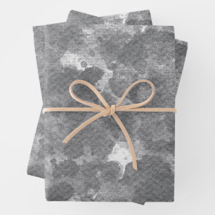 Dark Grey Marble Texture Pattern Wrapping Paper Sheet