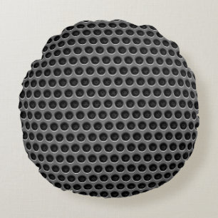 Dark Grey Metal Mesh Pattern Round Cushion