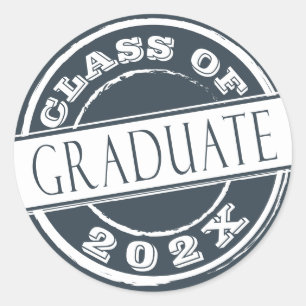 Dark Grey Modern Graduate Classic Round Sticker