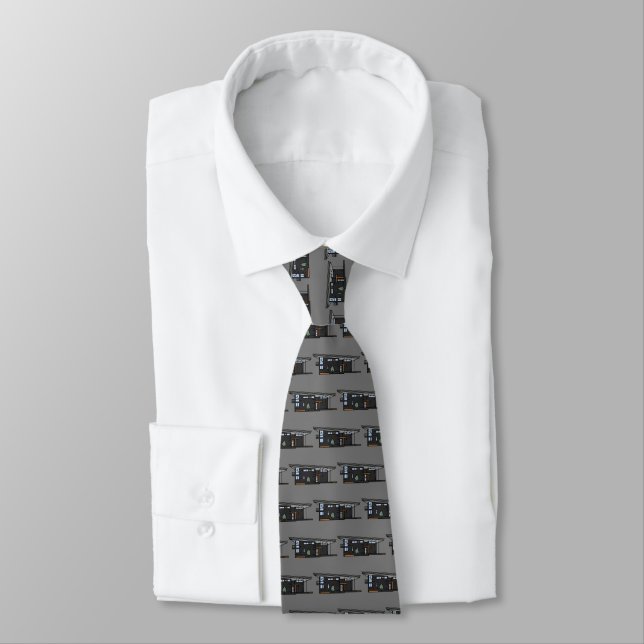 Dark Grey Modern Mid Century Professional Tie (Tied)