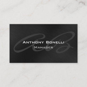 Dark Grey Modern Monogram Manager Business Card