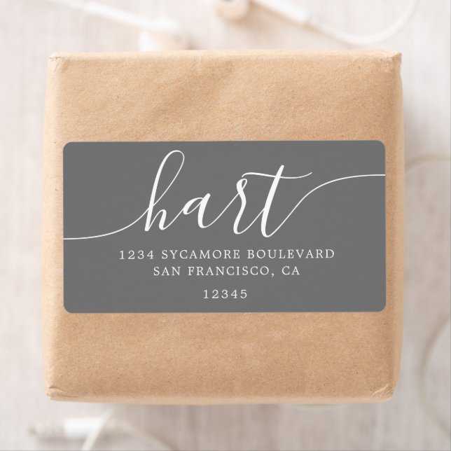 Dark Grey Modern Script Return Address (Insitu)