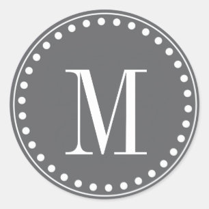 Dark Grey Monogram  Circle Stickers