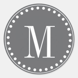 Dark Grey Monogram  Circle Stickers