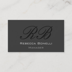 Dark Grey Monogram Manager Business Card