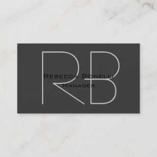 Dark Grey Monogram Manager Business Card