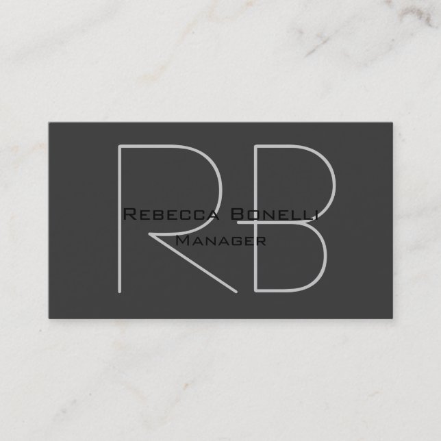 Dark Grey Monogram Manager Business Card (Front)