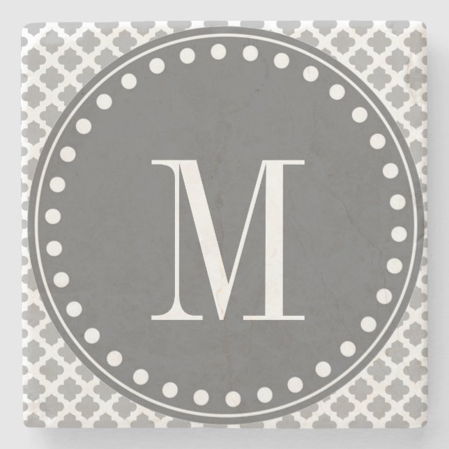 Dark Grey Monogram Stone Coaster (Front)